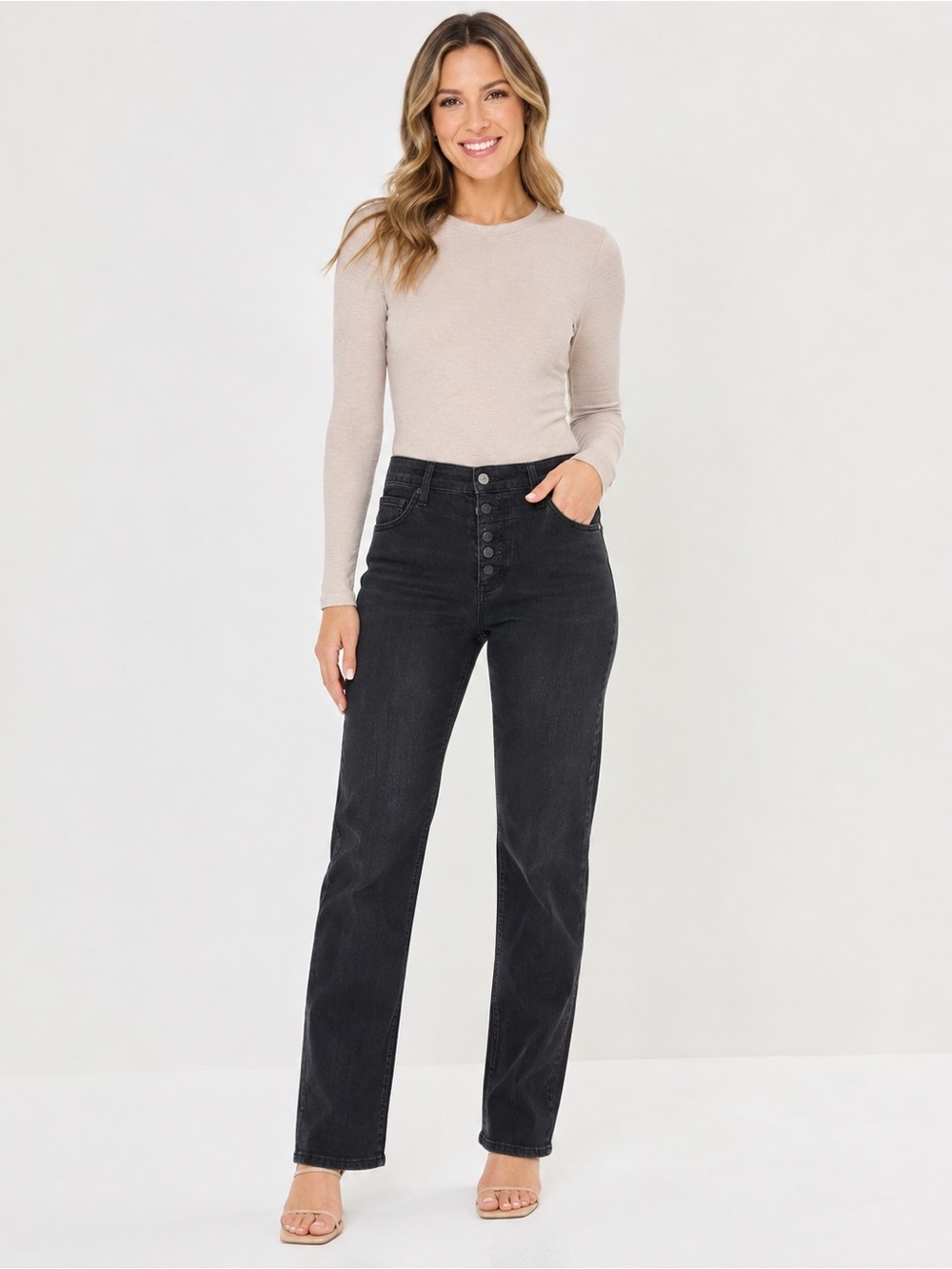 Judy Blue Black Button Fly Straight Leg Jeans Size 11